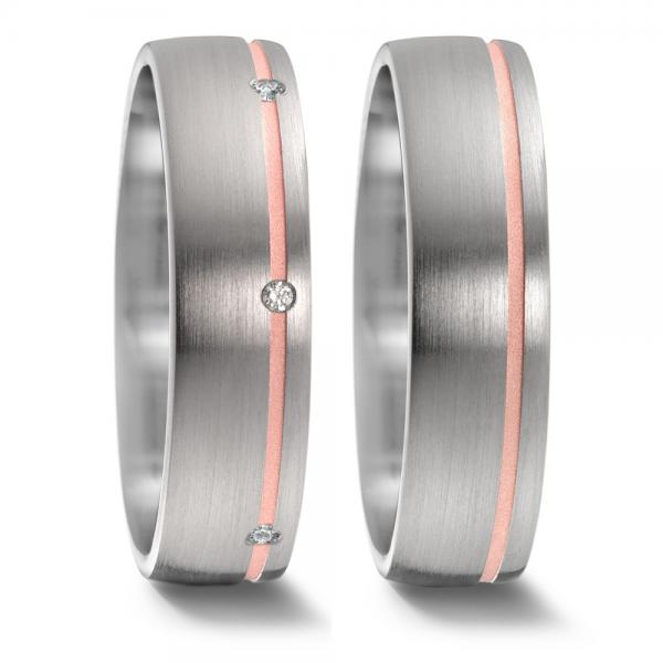 Trauringe Weiss-Rotgold von Weidner 62179 + 72179